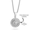 Custom Engraved Compass Necklace Stainless Steel — alternate angle, handmade in Israel
