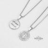 Custom Engraved Compass Necklace Stainless Steel — three finishes side by side, handmade in Israel