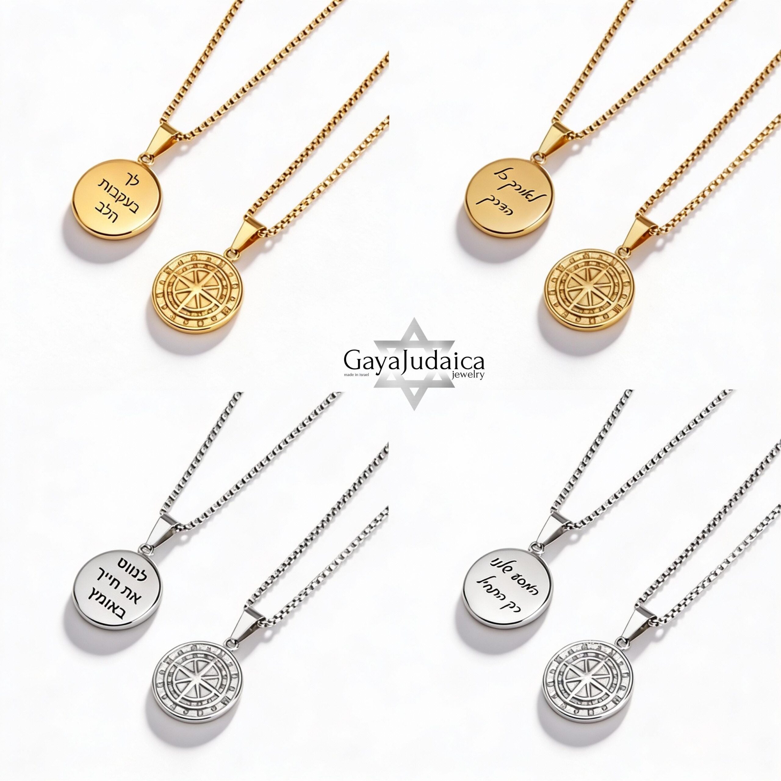 Custom Compass Necklace — Engraved Stainless Steel Pendant, Silver or Gold Custom Compass Necklace — Engraved Stainless Steel Pendant, Silver or Gold