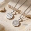 Custom Engraved Compass Necklace Stainless Steel — staged view, handmade in Israel