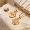 Custom Engraved Compass Necklace Stainless Steel — natural light shot, handmade in Israel