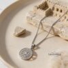 Custom Engraved Compass Necklace Stainless Steel — warm-tone styled, handmade in Israel
