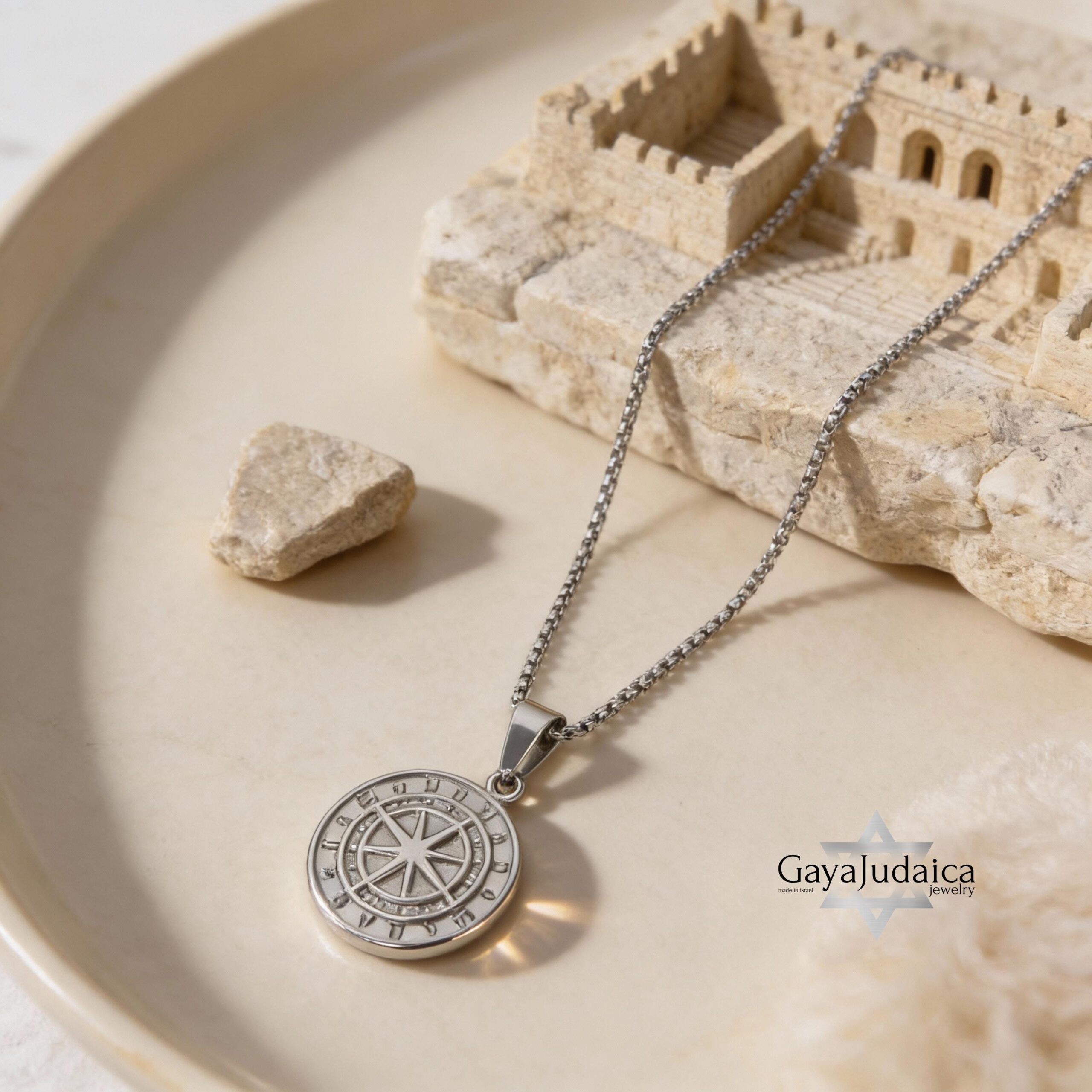 Custom Compass Necklace — Engraved Stainless Steel Pendant, Silver or Gold Custom Compass Necklace — Engraved Stainless Steel Pendant, Silver or Gold