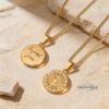 Custom Engraved Compass Necklace Stainless Steel — plate composition, handmade in Israel