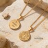 Custom Engraved Compass Necklace Stainless Steel — dark surface composition, handmade in Israel
