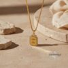 Custom Cubic Zirconia Necklace Custom Engraved Pendant — main photo, handmade in Israel