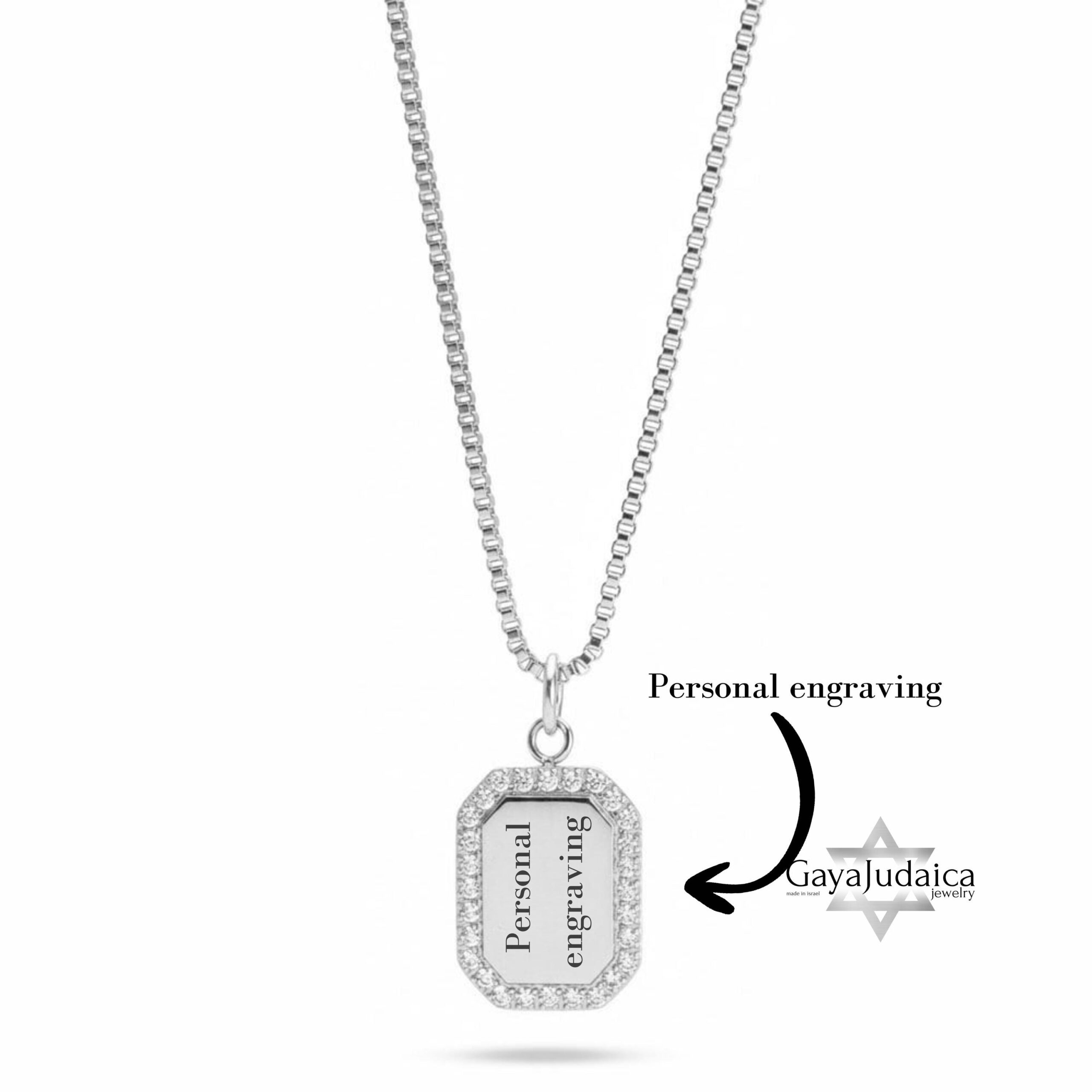 Custom Cubic Zirconia Necklace — Engraved Pendant, Personalized Everyday Gift Custom Cubic Zirconia Necklace — Engraved Pendant, Personalized Everyday Gift