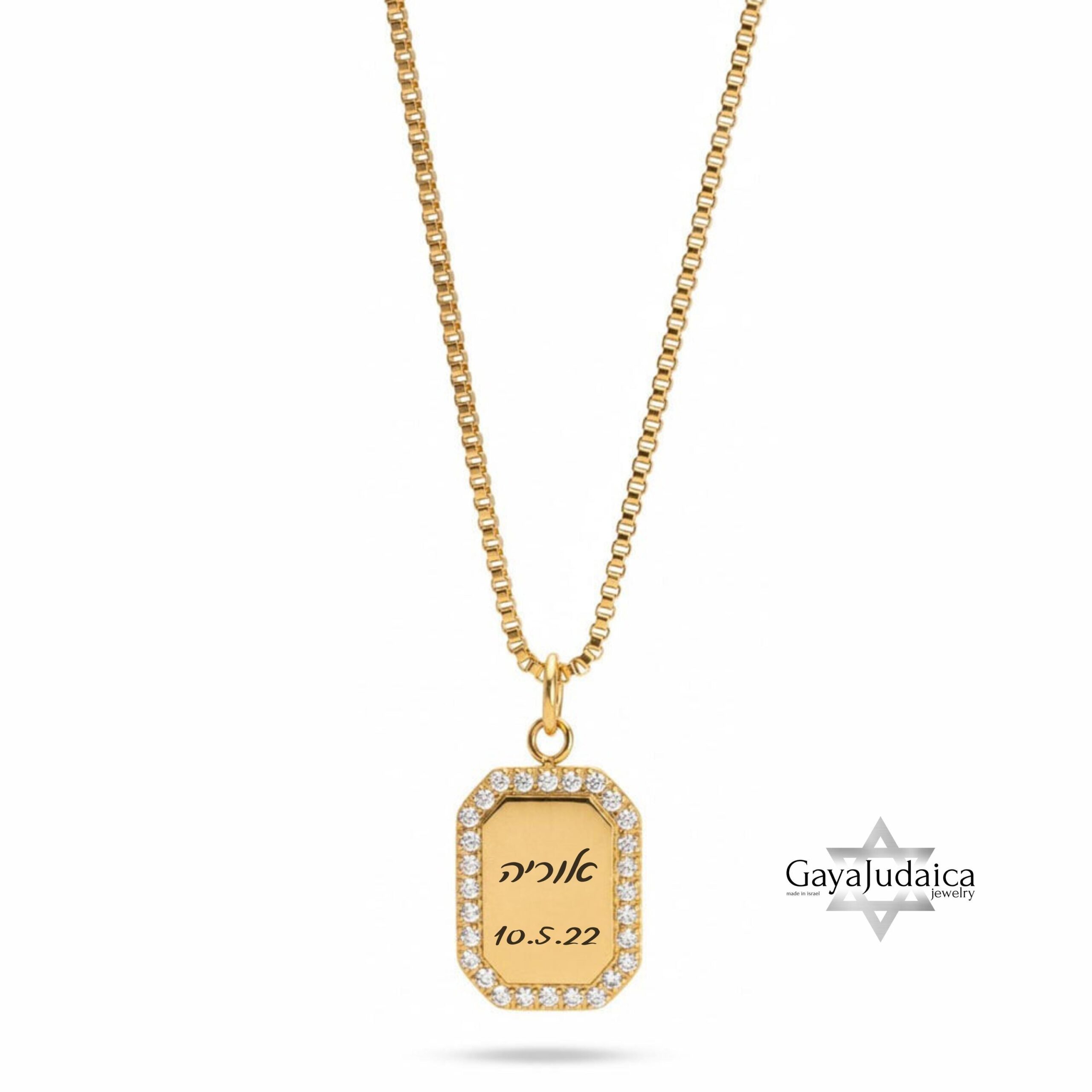 Custom Cubic Zirconia Necklace — Engraved Pendant, Personalized Everyday Gift Custom Cubic Zirconia Necklace — Engraved Pendant, Personalized Everyday Gift