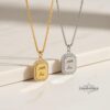 Custom Cubic Zirconia Necklace Custom Engraved Pendant — three finishes side by side, handmade in Israel