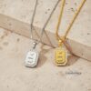 Custom Cubic Zirconia Necklace Custom Engraved Pendant — additional view, handmade in Israel
