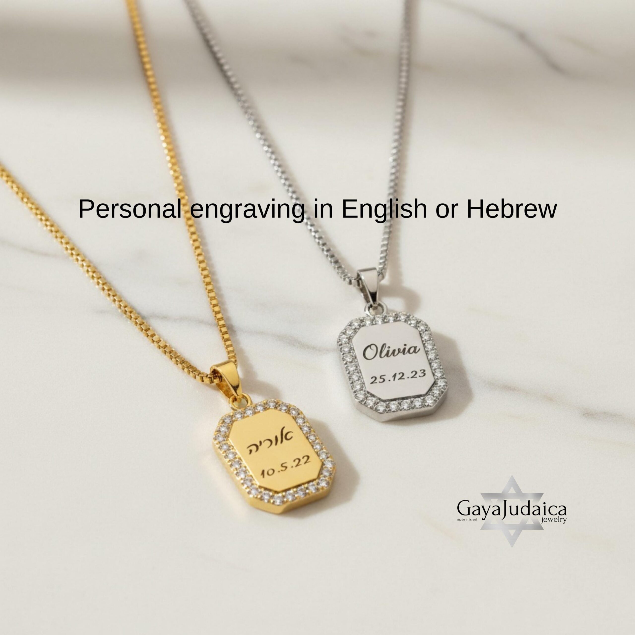 Custom Cubic Zirconia Necklace — Engraved Pendant, Personalized Everyday Gift Custom Cubic Zirconia Necklace — Engraved Pendant, Personalized Everyday Gift