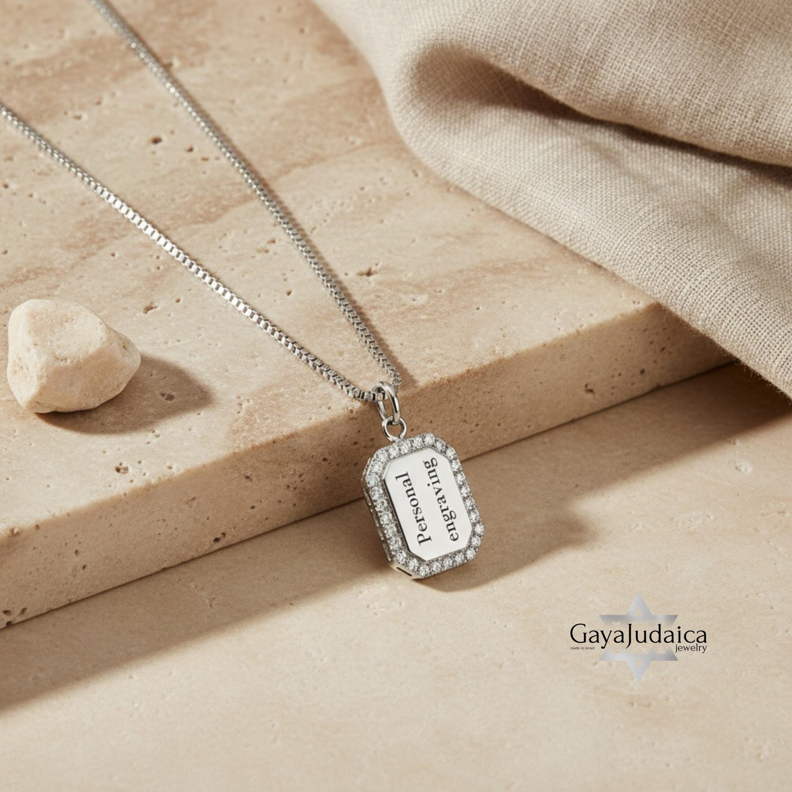 Custom Cubic Zirconia Necklace — Engraved Pendant, Personalized Everyday Gift Custom Cubic Zirconia Necklace — Engraved Pendant, Personalized Everyday Gift