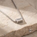 Custom Cuboid Necklace — Personalized Hebrew Engraved Stainless Steel Pendant