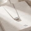 Custom Cuboid Hebrew Necklace Stainless Steel — alternate angle, handmade in Israel