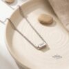 Custom Cuboid Hebrew Necklace Stainless Steel — styled lifestyle, handmade in Israel
