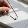 Custom Cuboid Hebrew Necklace Stainless Steel — close-up detail, handmade in Israel