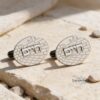 Custom Sterling Silver Cufflinks Jerusalem Design Hebrew — main photo, handmade in Israel