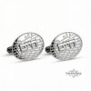 Custom Sterling Silver Cufflinks Jerusalem Design Hebrew — detail view, handmade in Israel