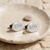 Custom Sterling Silver Cufflinks Jerusalem Design Hebrew — alternate angle, handmade in Israel