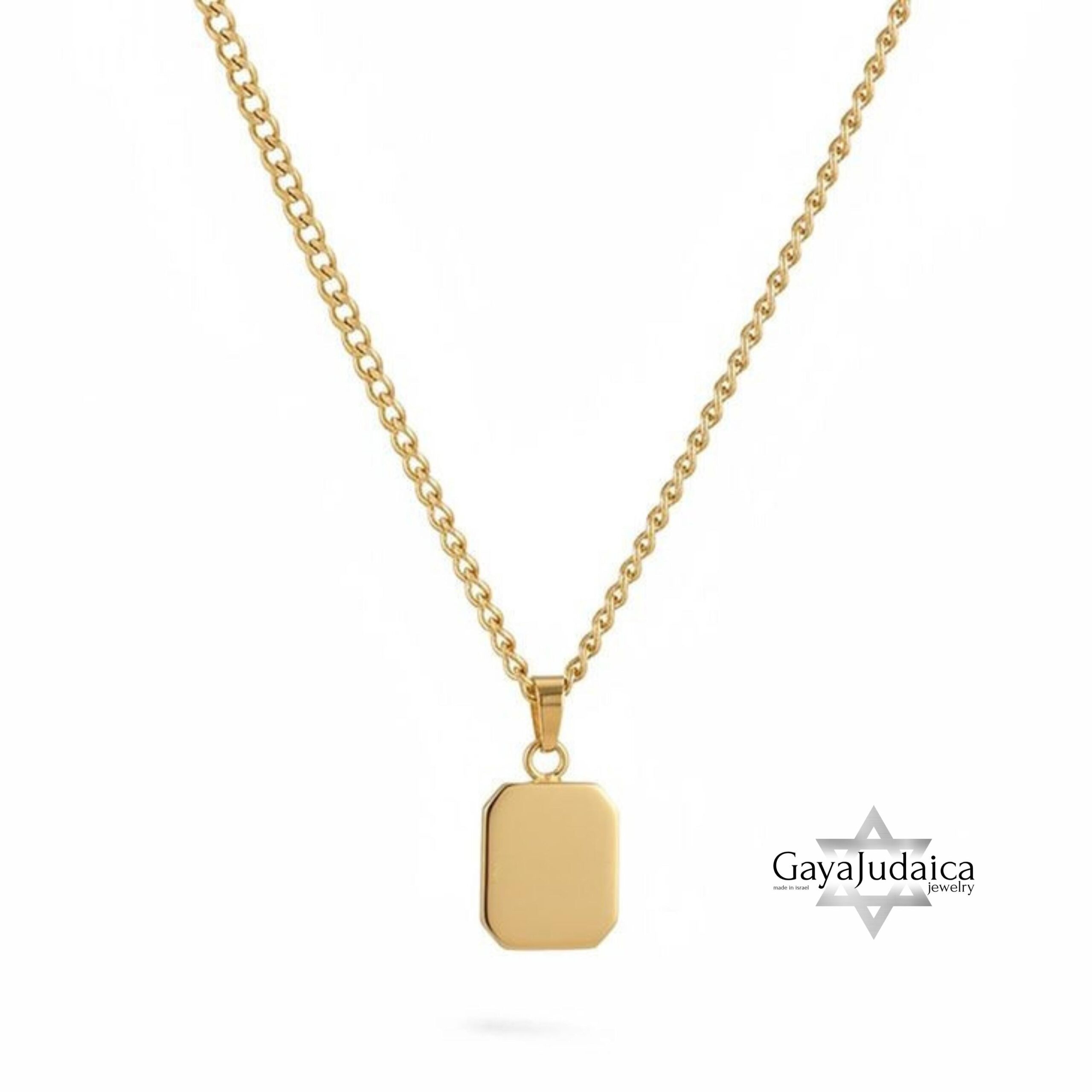Custom Engraved Name Tag Pendant Necklace — Stainless Steel Silver or Gold Custom Engraved Name Tag Pendant Necklace — Stainless Steel Silver or Gold