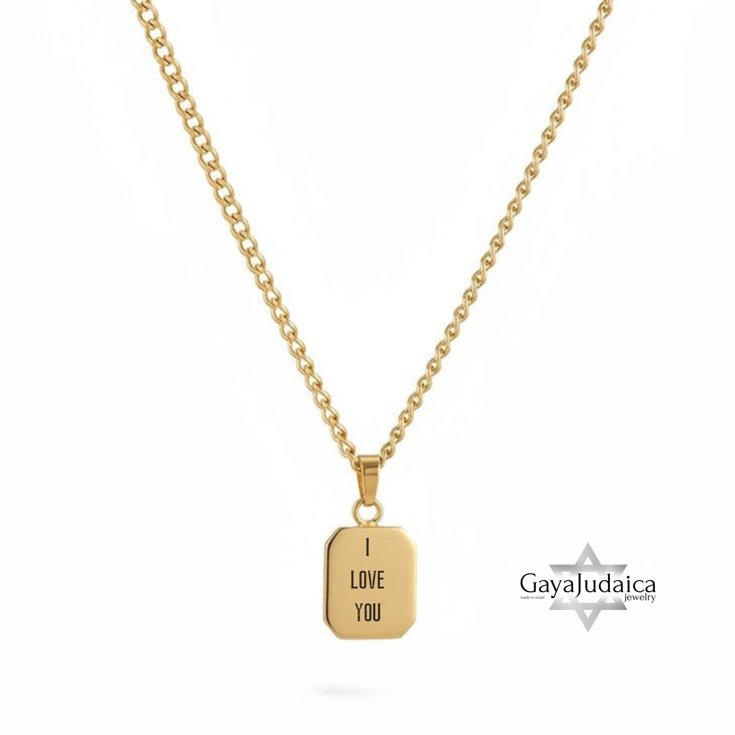 Custom Engraved Name Tag Pendant Necklace — Stainless Steel Silver or Gold Custom Engraved Name Tag Pendant Necklace — Stainless Steel Silver or Gold