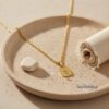 Custom Engraved Name Tag Pendant Necklace Stainless Steel — styled shot, handmade in Israel