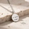 Custom Engraved Round Stainless Steel Pendant Necklace — main photo, handmade in Israel