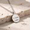 Custom Engraved Round Stainless Steel Pendant Necklace — main photo, handmade in Israel