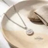 Custom Engraved Round Stainless Steel Pendant Necklace — additional view, handmade in Israel