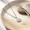 Custom Engraved Round Stainless Steel Pendant Necklace — additional view, handmade in Israel