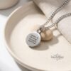 Custom Engraved Round Stainless Steel Pendant Necklace — additional angle, handmade in Israel