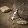 Custom Hebrew Name Necklace Sterling Silver — natural light shot, handmade in Israel