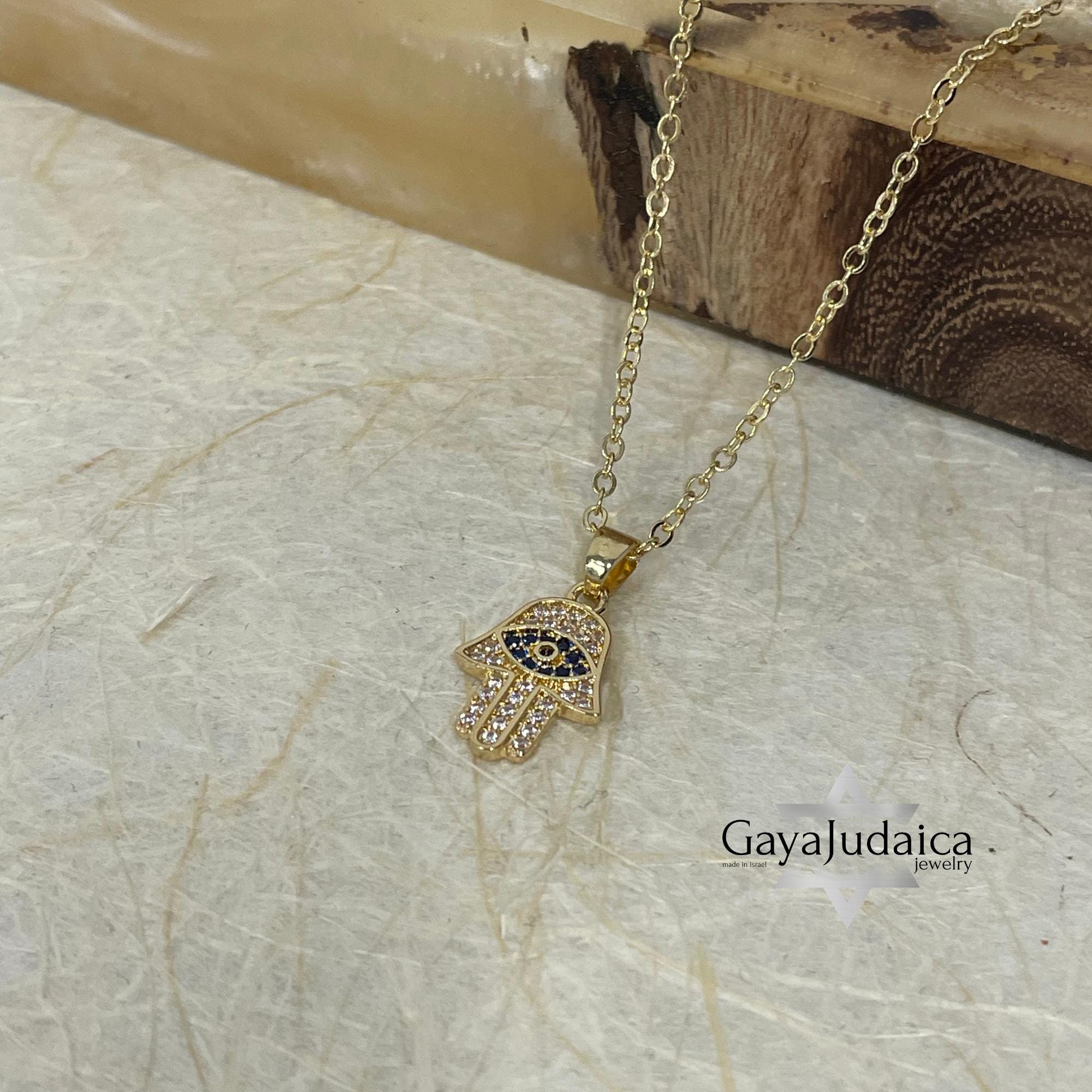 CZ Hamsa Evil Eye Pendant Necklace — Silver or Gold Protection Jewelry CZ Hamsa Evil Eye Pendant Necklace — Silver or Gold Protection Jewelry