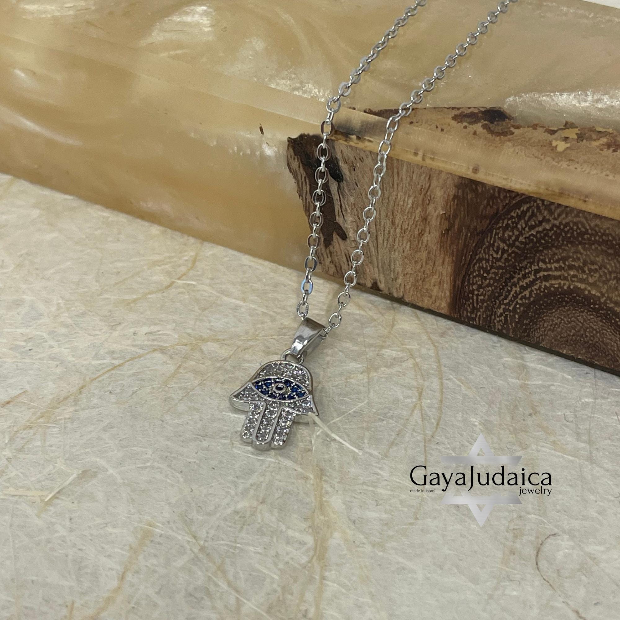 CZ Hamsa Evil Eye Pendant Necklace — Silver or Gold Protection Jewelry CZ Hamsa Evil Eye Pendant Necklace — Silver or Gold Protection Jewelry