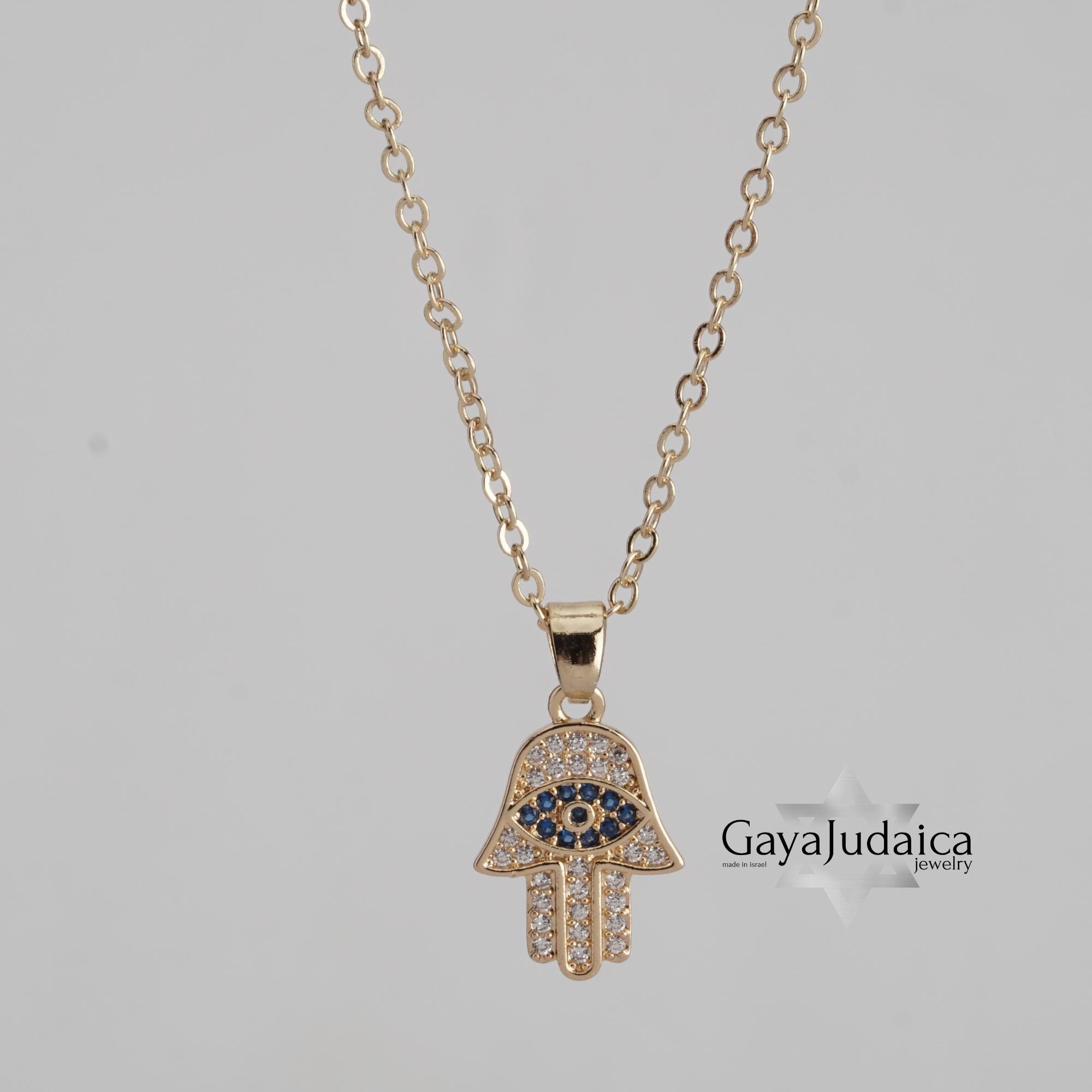 CZ Hamsa Evil Eye Pendant Necklace — Silver or Gold Protection Jewelry CZ Hamsa Evil Eye Pendant Necklace — Silver or Gold Protection Jewelry