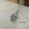 Cubic Zirconia Hamsa Hand Necklace — three finishes side by side, handmade in Israel