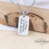 Dog Tag Necklace Stainless Steel Custom Hebrew Bible Verse — detail view, handmade in Israel