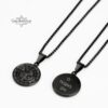 Engraved Black Compass Necklace Stainless Steel — styled lifestyle, handmade in Israel