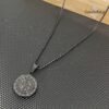 Engraved Black Compass Necklace Stainless Steel — top-down view, handmade in Israel