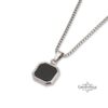 Engraved Black Onyx Tag Necklace Stainless Steel — close-up, handmade in Israel