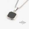 Engraved Black Onyx Tag Necklace Stainless Steel — alternate angle, handmade in Israel