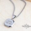 Engraved Black Onyx Tag Necklace Stainless Steel — additional angle, handmade in Israel