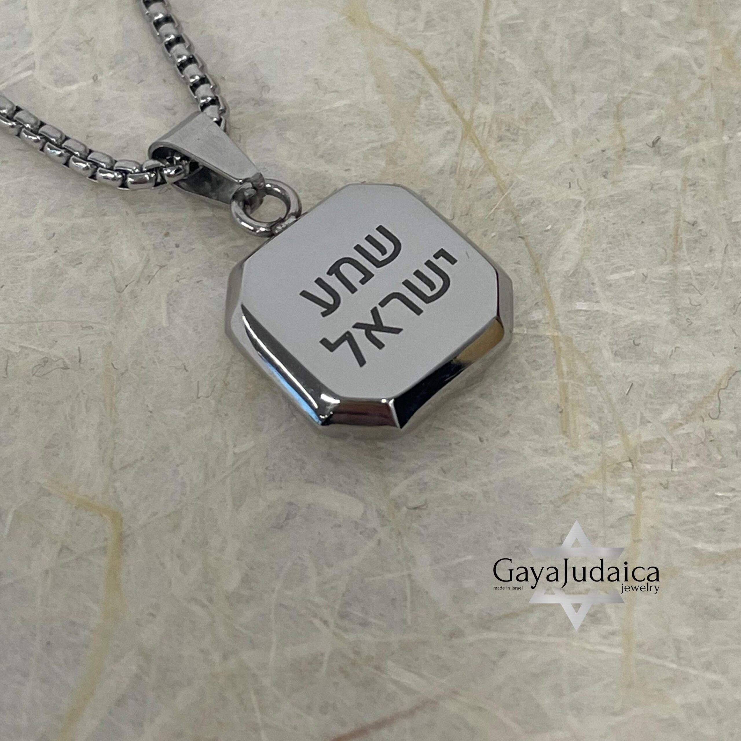 Engraved Black Onyx Tag Necklace — Stainless Steel Pendant, Jewish Jewelry Gift Engraved Black Onyx Tag Necklace — Stainless Steel Pendant, Jewish Jewelry Gift