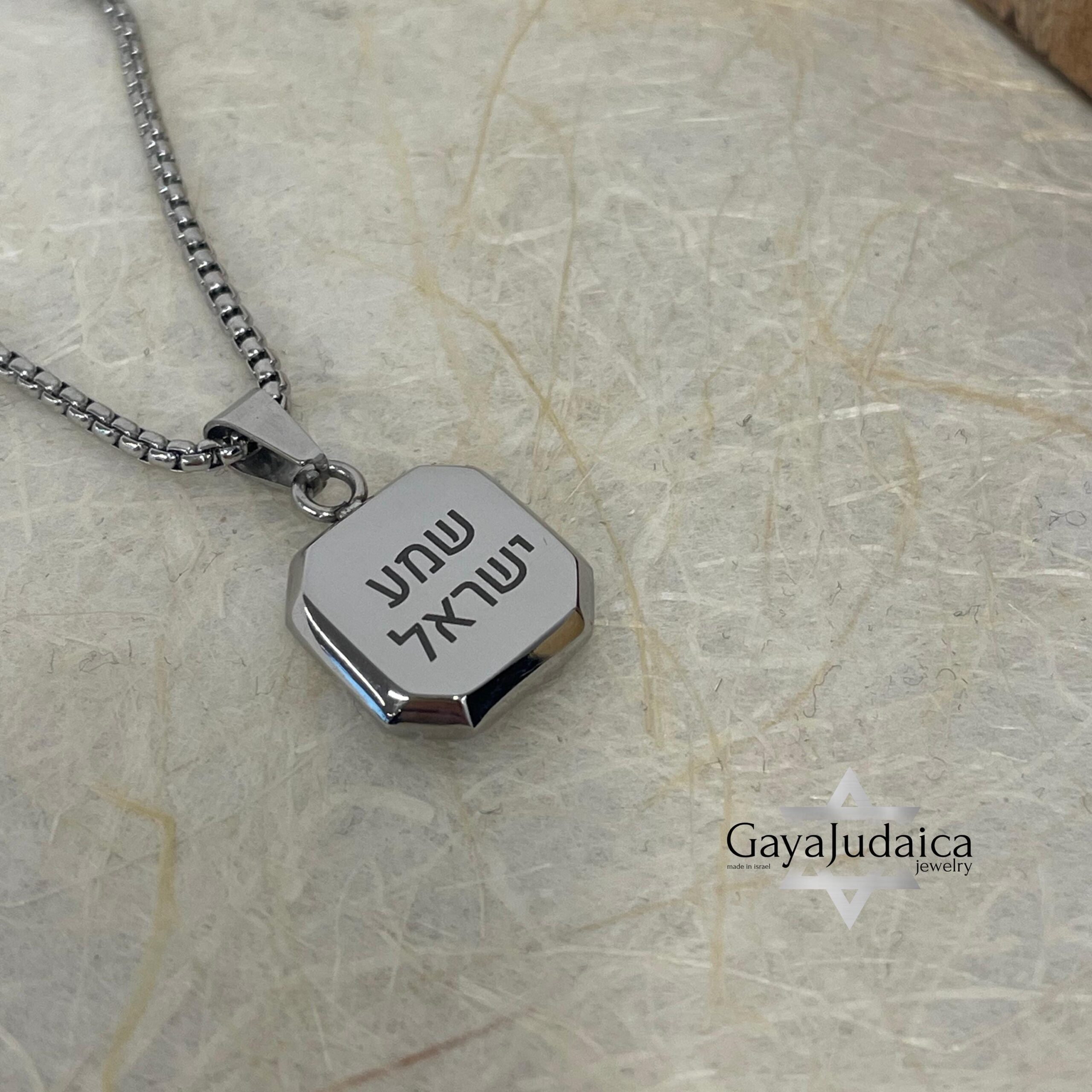 Engraved Black Onyx Tag Necklace — Stainless Steel Pendant, Jewish Jewelry Gift Engraved Black Onyx Tag Necklace — Stainless Steel Pendant, Jewish Jewelry Gift