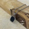 Engraved Black Onyx Tag Necklace Stainless Steel — staged view, handmade in Israel