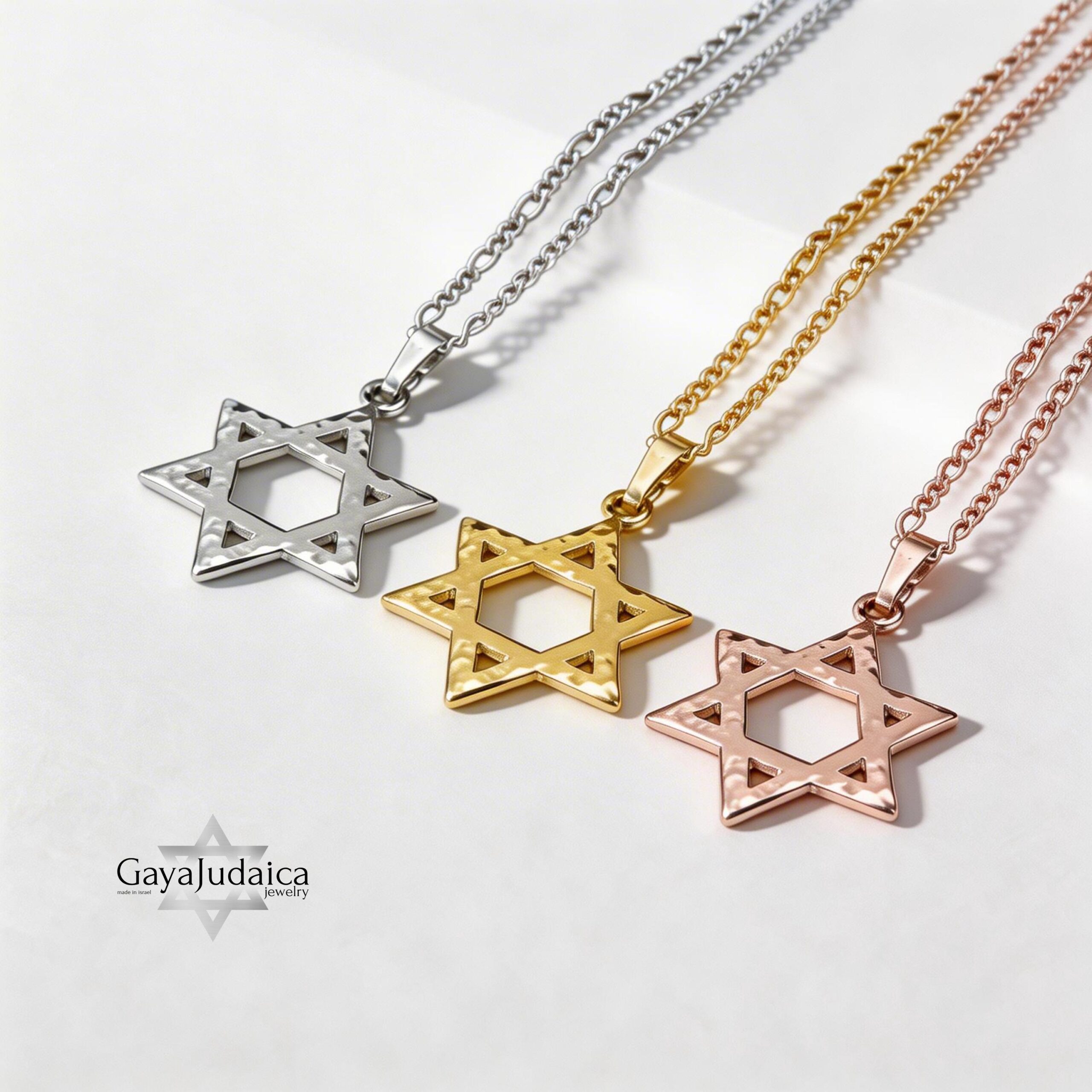 Sterling Silver Hammered Star of David Necklace — Magen David Pendant, Jewish Jewelry Sterling Silver Hammered Star of David Necklace — Magen David Pendant, Jewish Jewelry