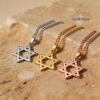 Sterling Silver Hammered Star of David Necklace Magen David — three finishes side by side, handmade in Israel