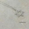 Sterling Silver Hammered Star of David Necklace Magen David — top-down view, handmade in Israel