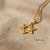 Sterling Silver Hammered Star of David Necklace Magen David — staged view, handmade in Israel