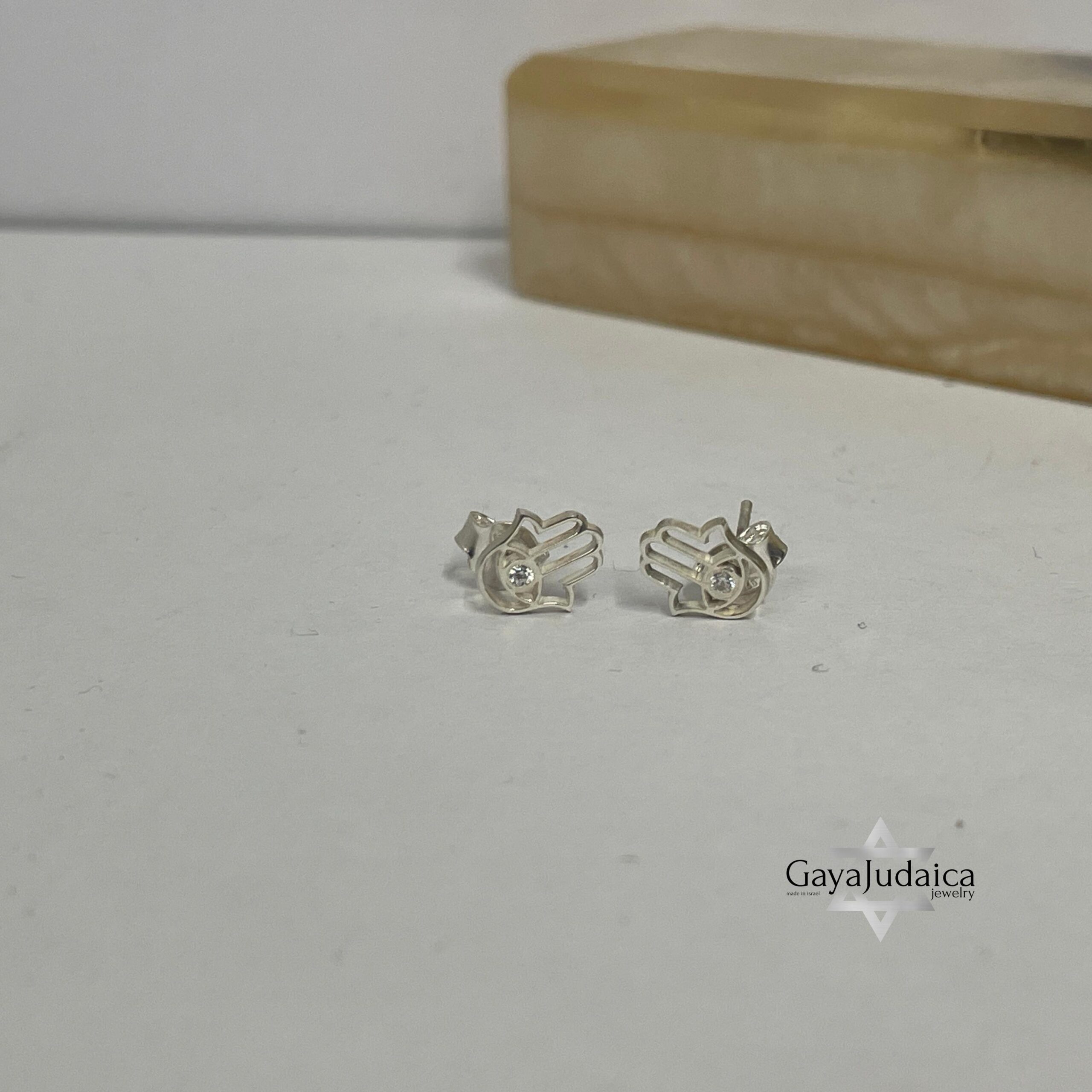Sterling Silver Hamsa Stud Earrings — Evil Eye Protection, Israeli Judaica Gift Sterling Silver Hamsa Stud Earrings — Evil Eye Protection, Israeli Judaica Gift